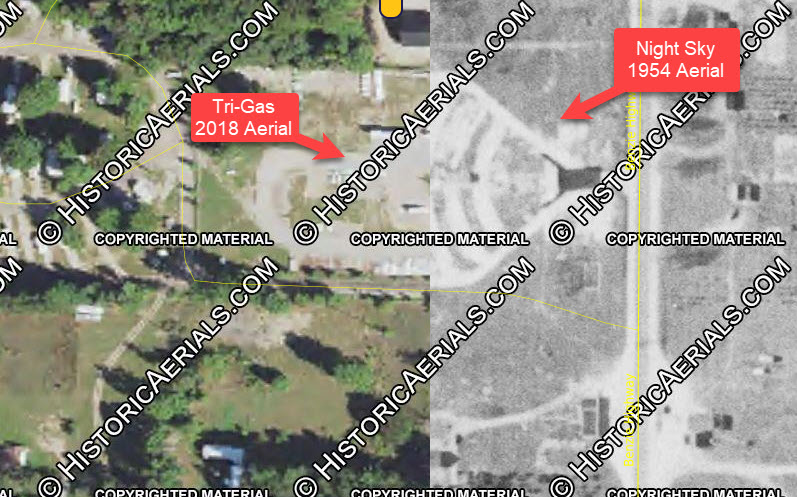 Night-Sky Drive-In Theatre - Then Vs Now (newer photo)